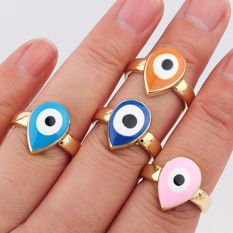 Retro Devil'S Eye Water Droplets Copper Rings Plating Copper Rings's discount tags