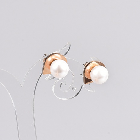 Fashion Geometric Titanium Steel Ear Studs Plating Artificial Pearl Stainless Steel Earrings's discount tags