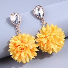 Fashion Flower Alloy Cloth Inlay Artificial Rhinestones Drop Earrings 1 Pair