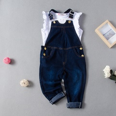 Einfacher Stil Einfarbig Baumwolle Seitentaschen Hosen-Sets Baby Kleidung