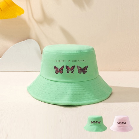 Frau Mode Brief Schmetterling Schmetterling Bucket Hat's discount tags
