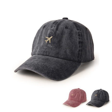 Unisex Retro Solid Color Airplane Embroidery Baseball Cap's discount tags