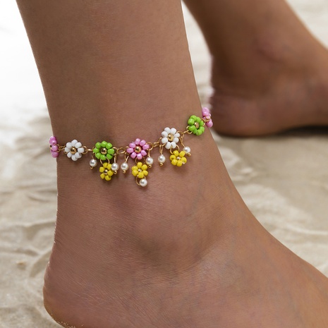 Simple Style Flower Alloy Beaded Anklet's discount tags