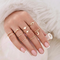 Simple Style Star Moon Heart Shape Alloy Glass Plating Chain Rings