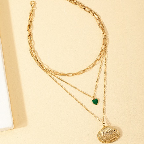 Fashion Heart Shape Shell Alloy Plating Layered Necklaces's discount tags