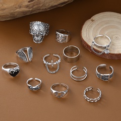 Fashion Wings Skull Grimace Alloy Plating Open Ring 12 Pieces