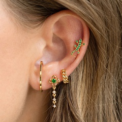 Fashion Geometric Animal Brass Earrings Ear Studs Zircon Copper Earrings