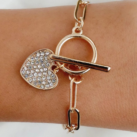 Fashion Heart Shape Alloy Artificial Rhinestones Bracelets 1 Piece's discount tags