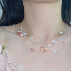 Französische süße Kristall perlen Halskette Nischen Design High-End-Sinn Super Fairy Mode All-Match Blume Schlüsselbein kette Halskette