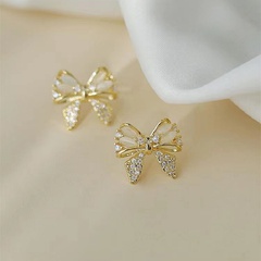 Vintage Style Butterfly Alloy Inlay Artificial Rhinestones Ear Studs