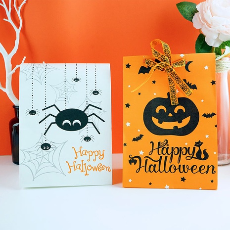 Comercio exterior nueva bolsa de regalo de Halloween bolsa de papel de caramelo de Halloween bolsa de embalaje de araña de calabaza's discount tags