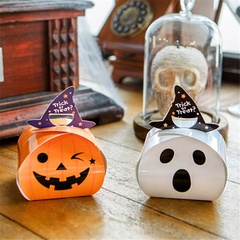 Neue Halloween White Horror Ghost Kürbis Süßigkeiten Verpackung Geschenk box tragbare Mini-Papiertüte