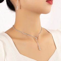 Elegant Geometric Alloy Plating Artificial Diamond Earrings Necklace
