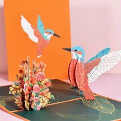 Nouvelle Creative Stéréoscopique Cartes De Voeux 3D Pop-up Papier Fait Main Sculpture Universel Nouvel An Anniversaire Festival Animal Carte Colibri