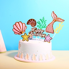 Birthday Cute Mermaid Shell Paper Party Cake Decorating Supplies 1 Set