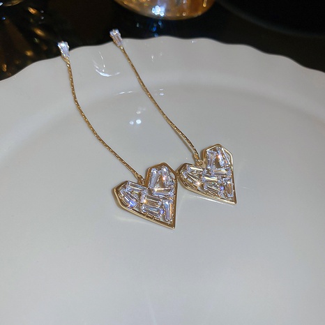 Simple Style Heart Shape Copper Drop Earrings Zircon Copper Earrings's discount tags