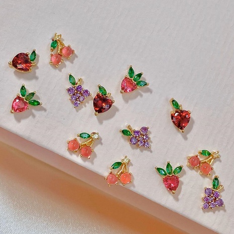 Cute Fruit Copper Earrings Inlaid Zircon Copper Earrings's discount tags