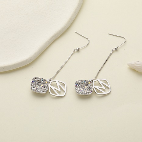 Glam Geometric Copper Drop Earrings Inlay Rhinestone Copper Earrings's discount tags