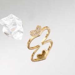 Romantic Heart Shape Alloy Diamond Rhinestone Open Ring 1 Piece