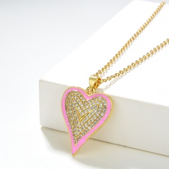 Moda Forma De Corazón Cobre Collar Chapado En Oro Circón Collares de cobre 1 Pieza