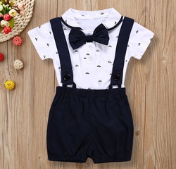 Fashion Printing Solid Color 100% Cotton Bow Knot Pants Sets Baby Clothes