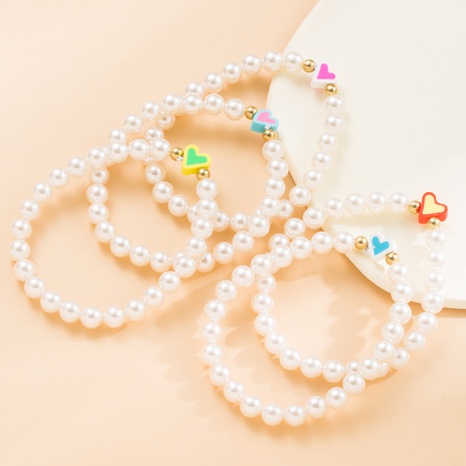 Mignon Forme de cœur Perle Artificielle Alliage Bracelets 1 Pièce's discount tags