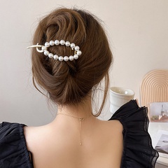 Sweet Geometric Artificial Pearl Alloy Plating Hair Clip 1 Piece