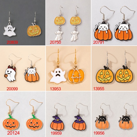 Pendiente de vacaciones de aleación de fantasma de gato de calabaza retro de Halloween's discount tags