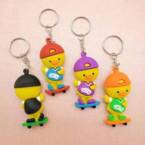 Cute Duck PVC Silica Gel Plating Bag Pendant Keychain's discount tags