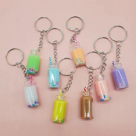 Cute Cup Glass Metal Plating Bag Pendant Keychain's discount tags