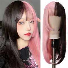 Women'S Japanese Style Street high temperature wire air bangs Long Straight Hair Wigs