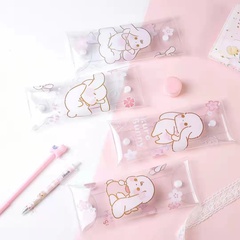 Nette Sakura cartoon Kaninchen muster Transparent PVC Bleistift fall