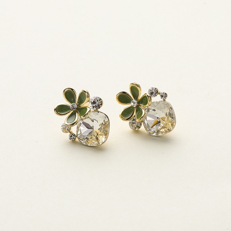 Simple Style Flower Copper Ear Studs Inlay Rhinestone Copper Earrings's discount tags