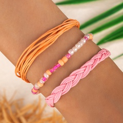 Ethnic Style Geometric Imitation Pearl Fabric Beaded Bracelets 1 Set