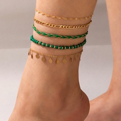 Style Ethnique Géométrique Rond Alliage Perlé Bracelet De Cheville 1 Jeu