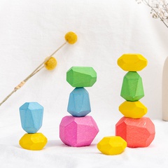 Holz farb gestapelte Stein überlappung Puzzle Früher ziehung interaktive Holz dekoration Regenbogen gestapelte Stein-und Turm baustein spielzeug