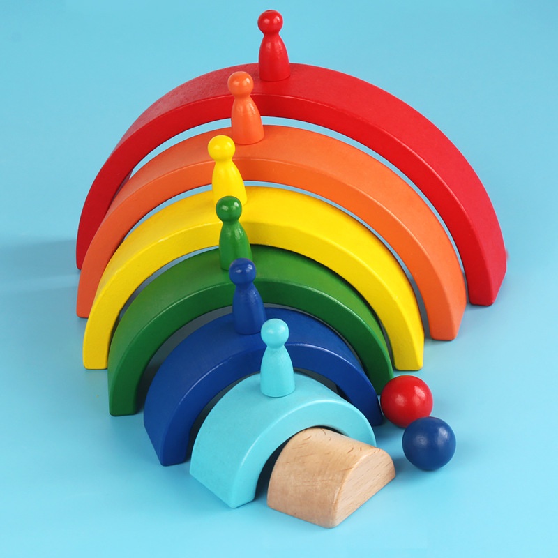 Regenbogen Bausteine Holz Bunte Spielzeug Baby Intelligenz Frhen Bildung ElternKind Lehrmittel kinder Pdagogisches Spielzeug