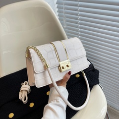 Fashion Solid Color Metal Button Square Magnetic Buckle Square Bag