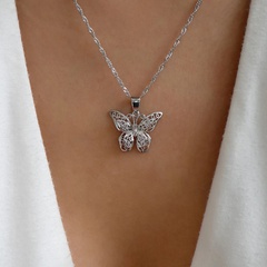 Fashion Butterfly Alloy Plating Hollow Out Pendant Necklace