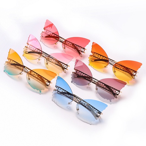 Women'S Sweet Butterfly Pc Butterfly Frame Polishing Metal Sunglasses's discount tags