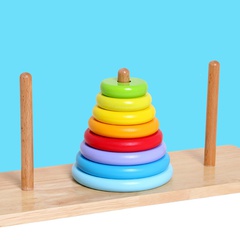 Hersteller heiß verkauftes Holz spielzeug 8-lagige Hannover Turm Regenbogen Jenga Ring passend Bausteine Kinder Lernspiel zeug