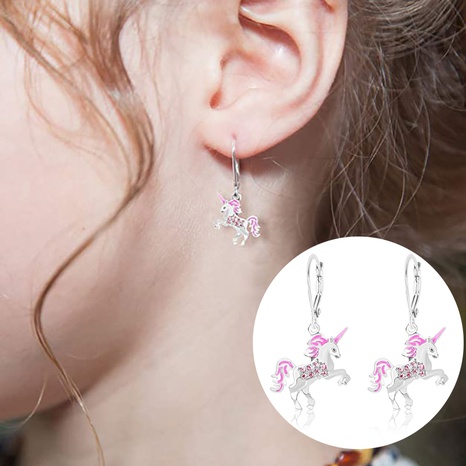 Cute Unicorn Alloy Inlay Rhinestones Dangling Earrings 1 Pair's discount tags