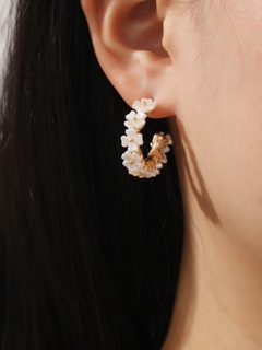 Vintage Style C Shape Flower Alloy Plating Earrings