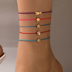 Ethnic Style Star Shell Fish Synthetic Fibre Alloy Inlay Rhinestone Anklet