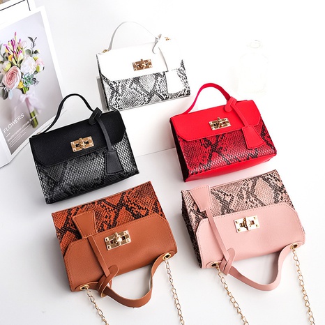 Fashion Snakeskin Square Buckle Chain Bag's discount tags