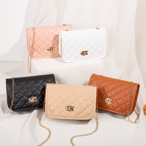 Fashion Solid Color Lingge Square Flip Cover Chain Bag's discount tags