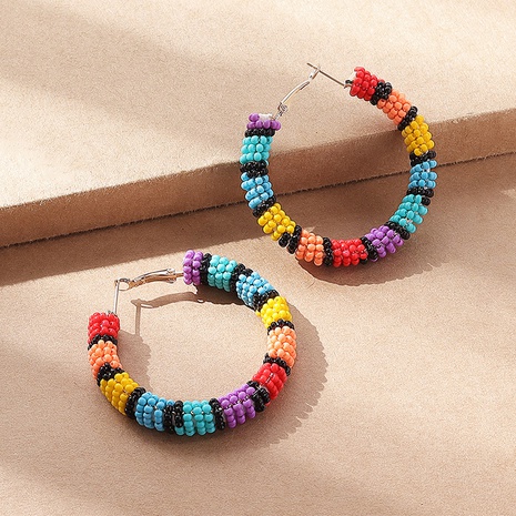 Ethnic Style C Shape Beaded Beaded Ear Studs 1 Pair's discount tags