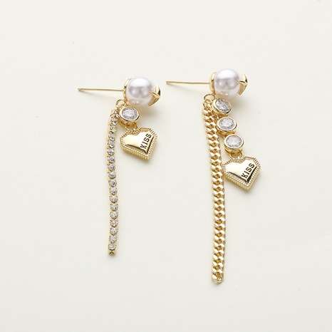 Fashion Heart Shape Copper Drop Earrings Plating Artificial Pearls Zircon Copper Earrings's discount tags