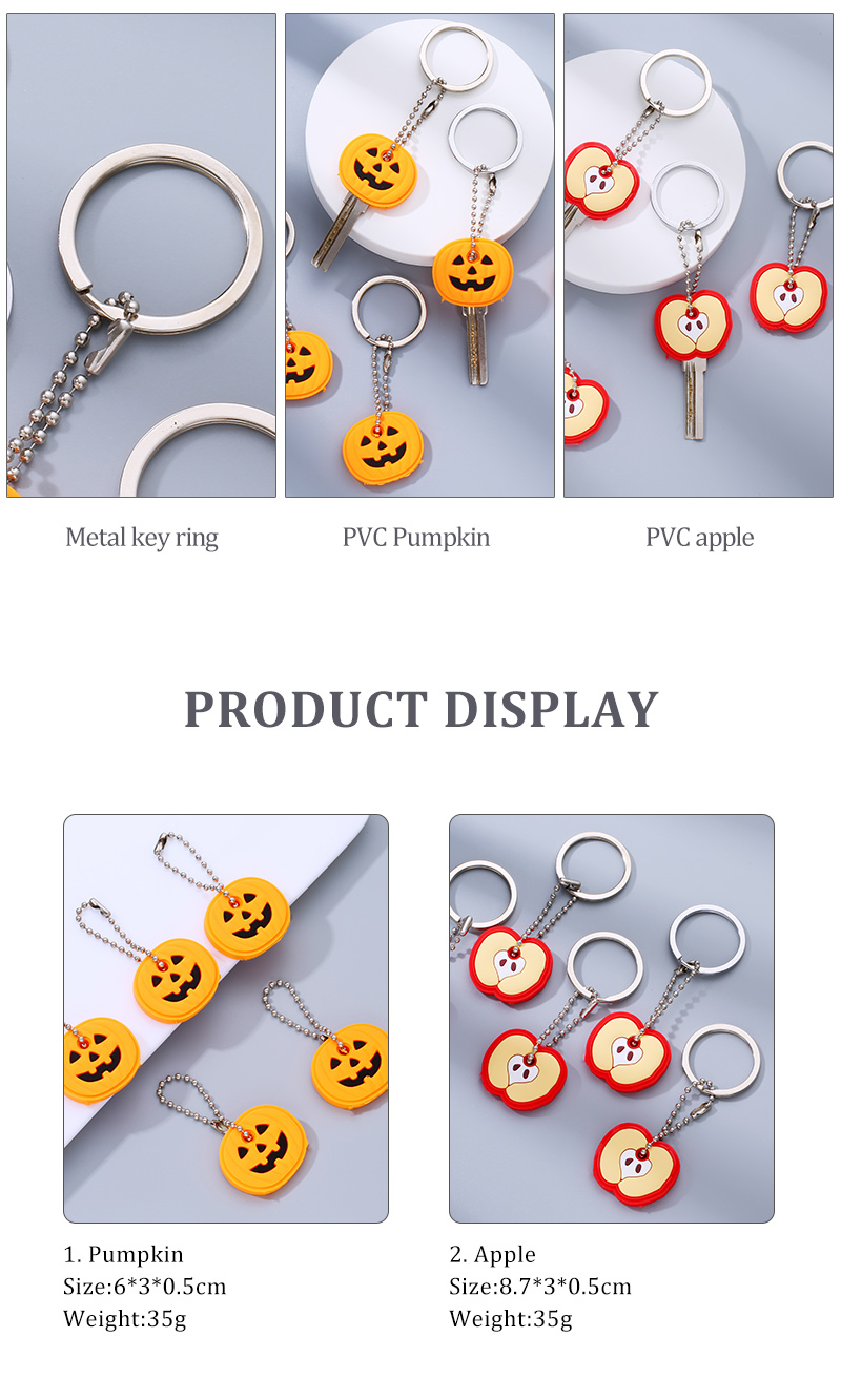 Pumpkin Apple PVC Metal Epoxy Bag Pendant Keychain 5 Piecespicture3