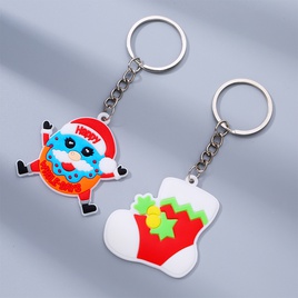 Cute Santa Claus PVC Metal Epoxy Bag Pendant Keychain 2 Piecespicture12